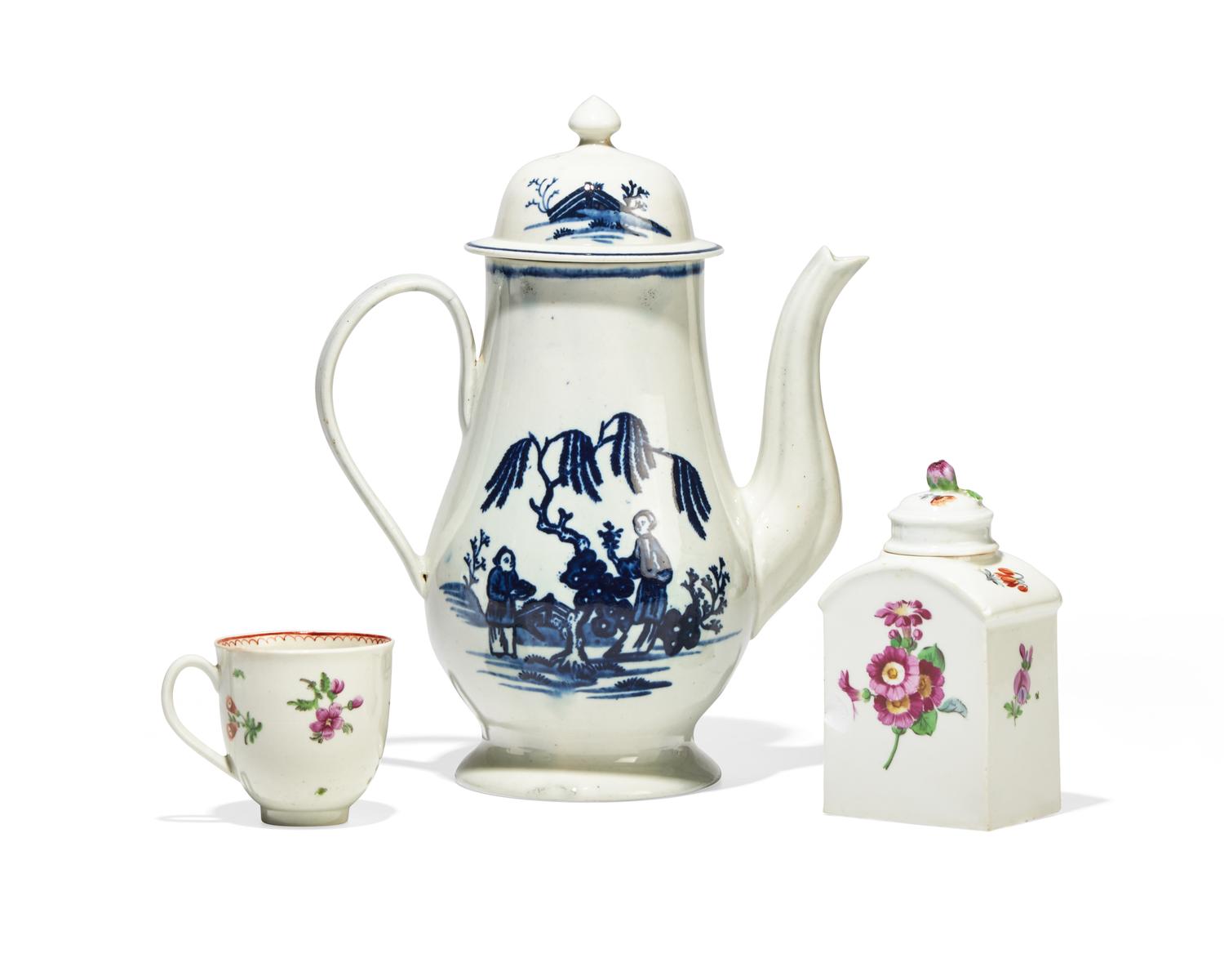A Group of English Soft-Paste and German Hard-Paste Porcelain Table Articles