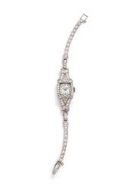 HAMILTON, PLATINUM AND DIAMOND WRISTWATCH