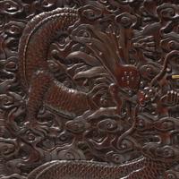 A Pair of Carved Hongmu "Dragons" Display Cabinets 紅木龍紋多宝格一對