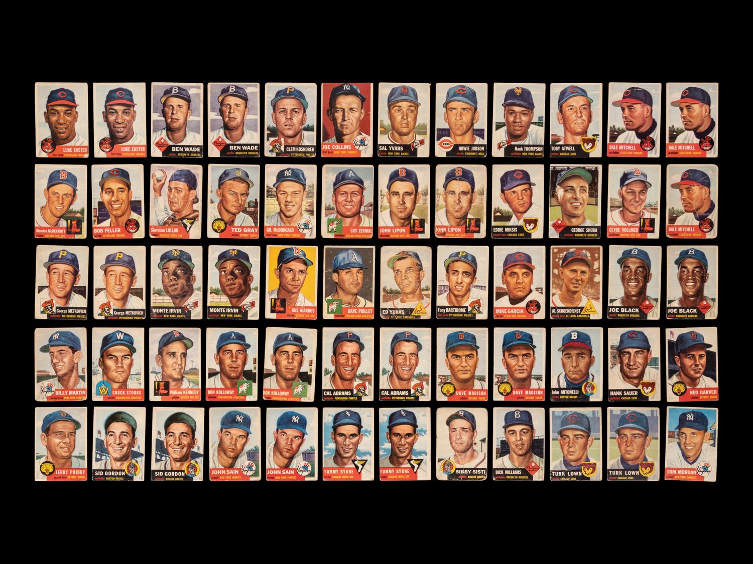 A Group of 95 Assorted 1953 Topps Baseball Cards Including Hall of Famers
