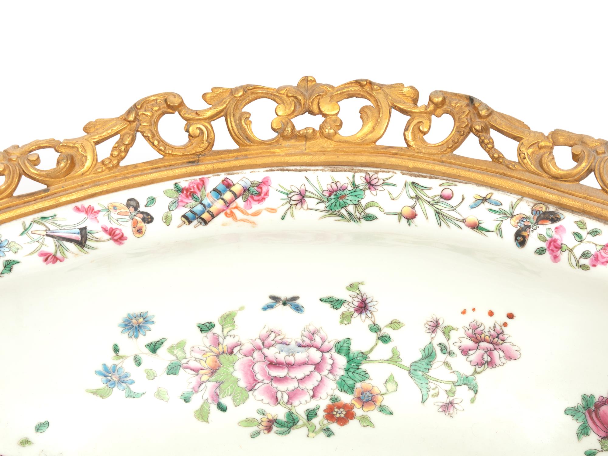 A Chinese Export Gilt Bronze Mounted Porcelain Bowl