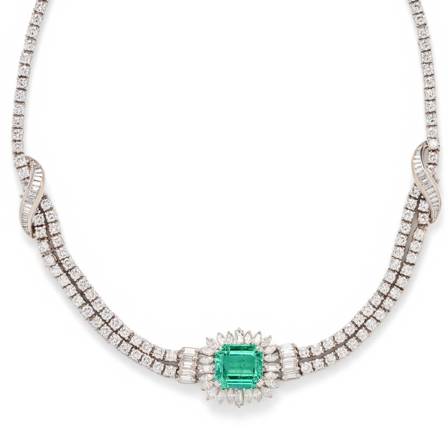 EMERALD AND DIAMOND NECKLACE