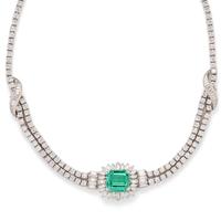 EMERALD AND DIAMOND NECKLACE