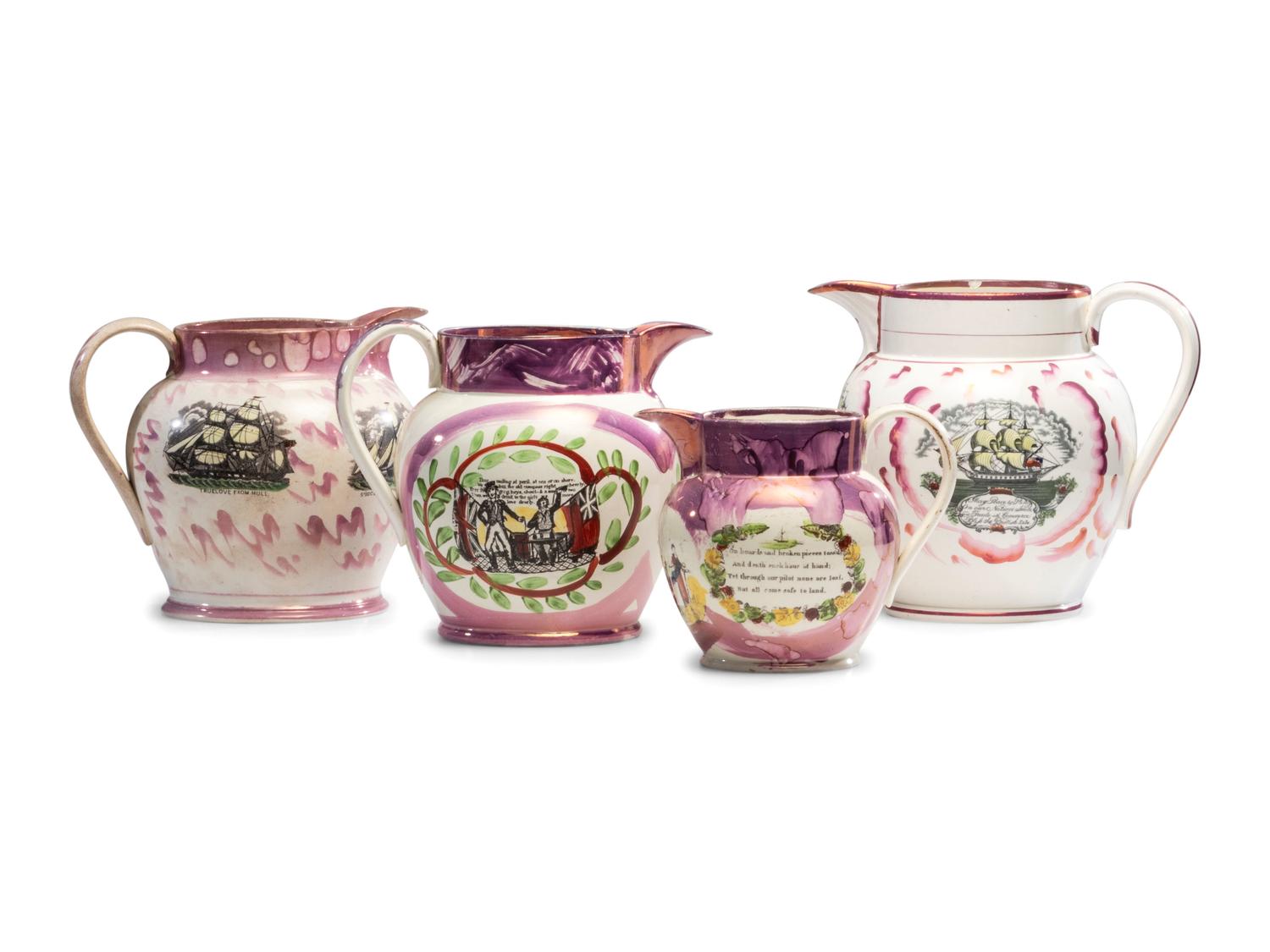 Four Sunderland Luster Jugs