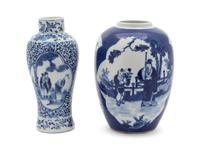 Two Chinese Blue and White Porcelain Vases — 19TH CENTURY
