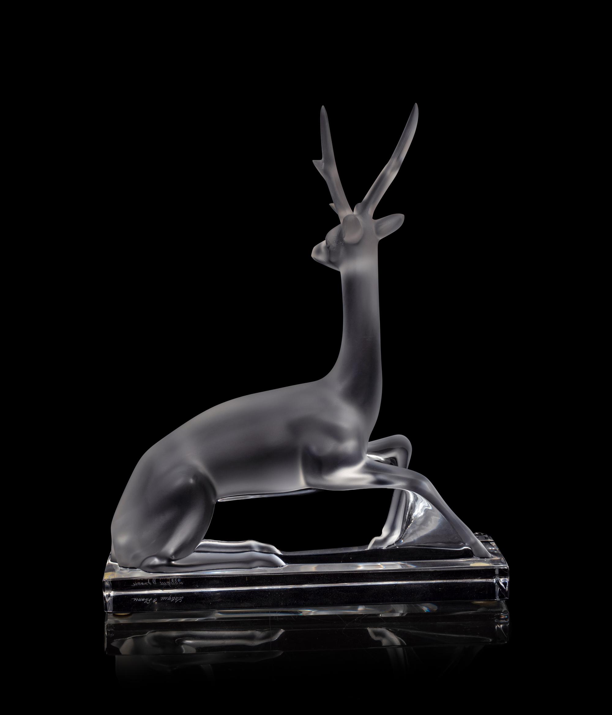 A Lalique Deer Ornament