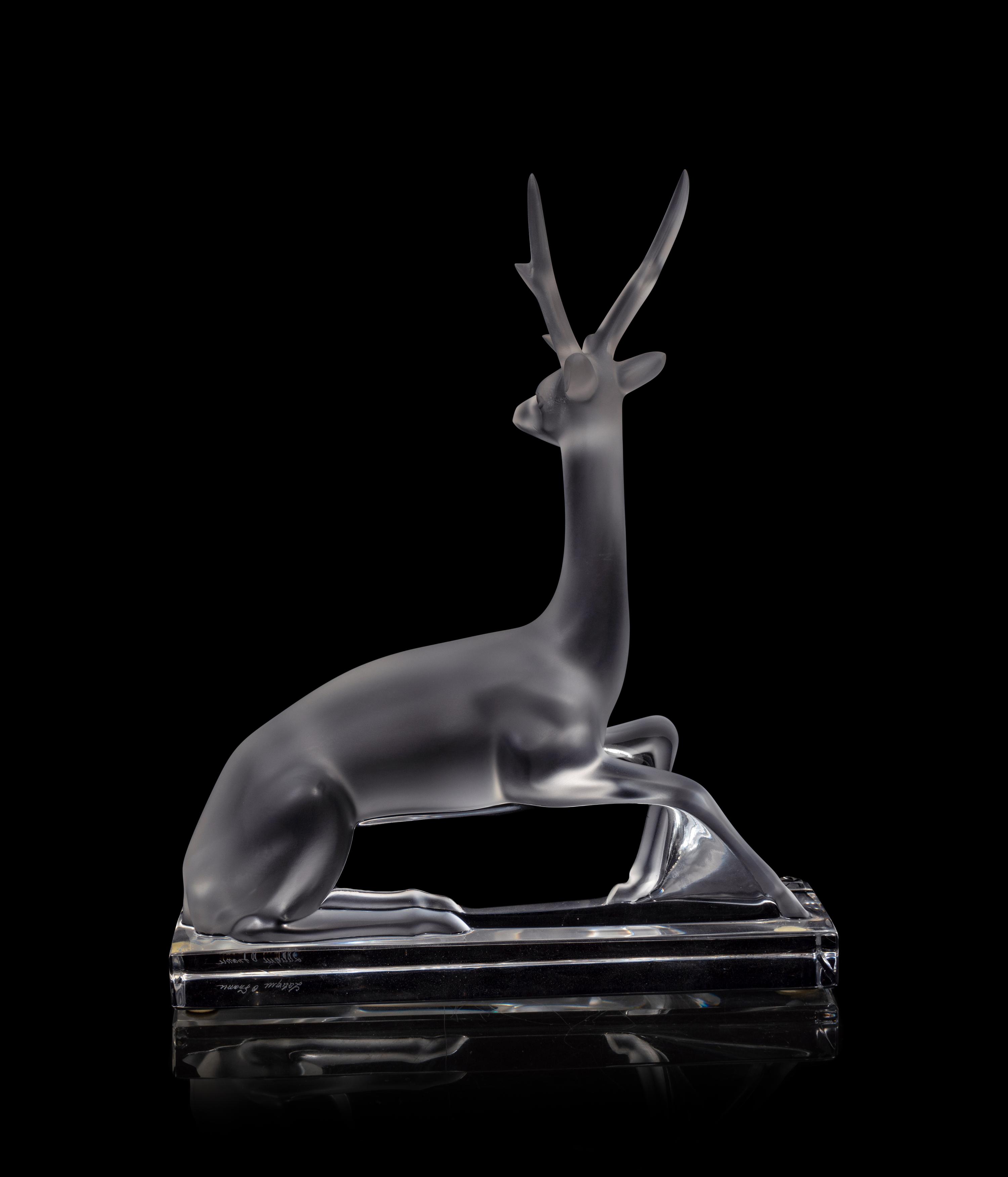 A Lalique Deer Ornament