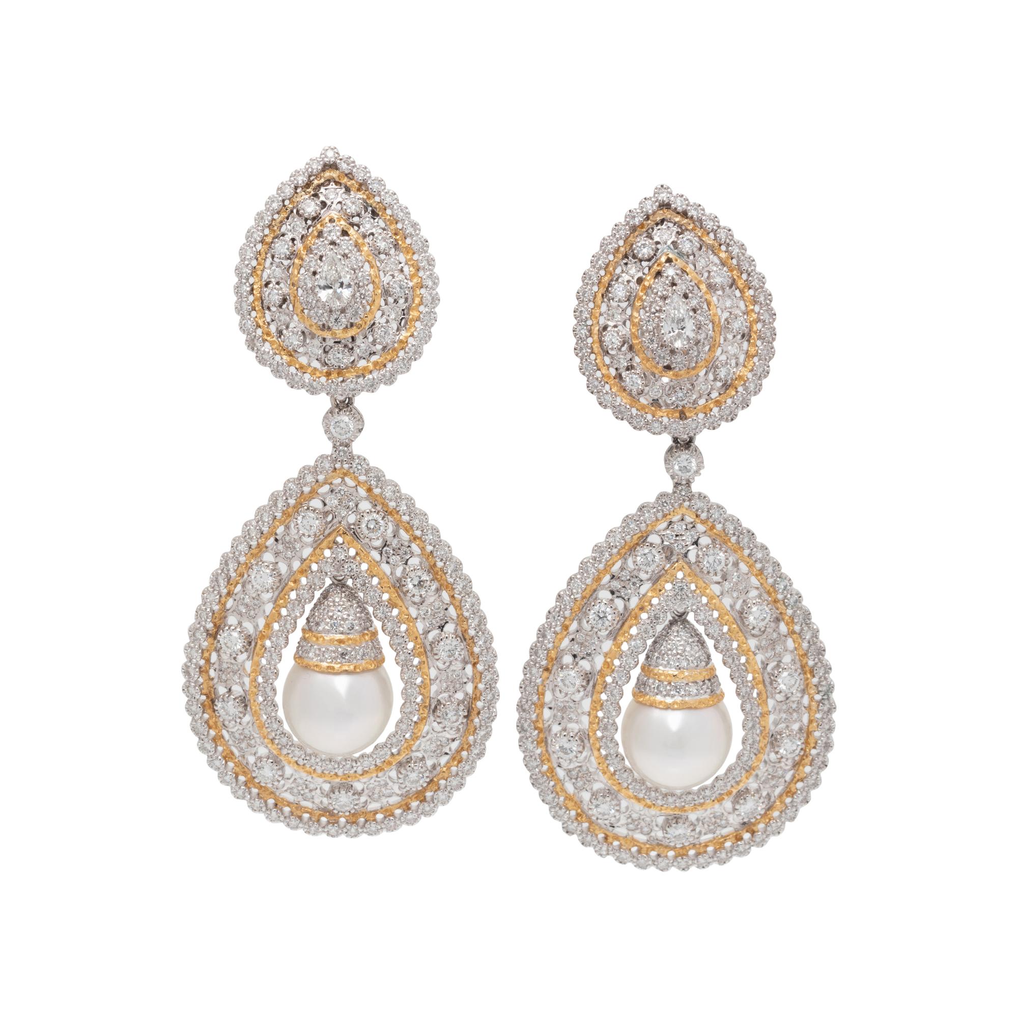 CONVERTIBLE DIAMOND AND CULTURED PEARL EARCLIPS