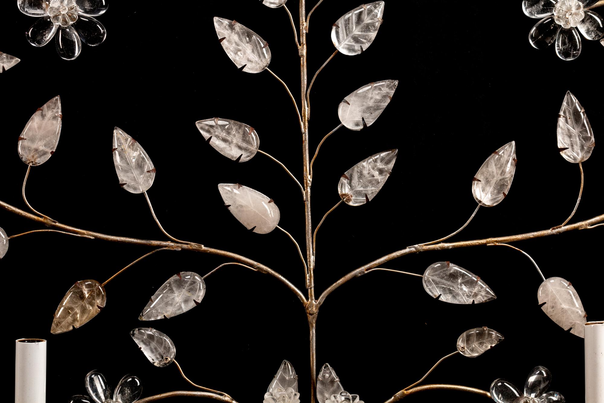 A Pair of Bagues Type 'Rock Crystal' Sconces