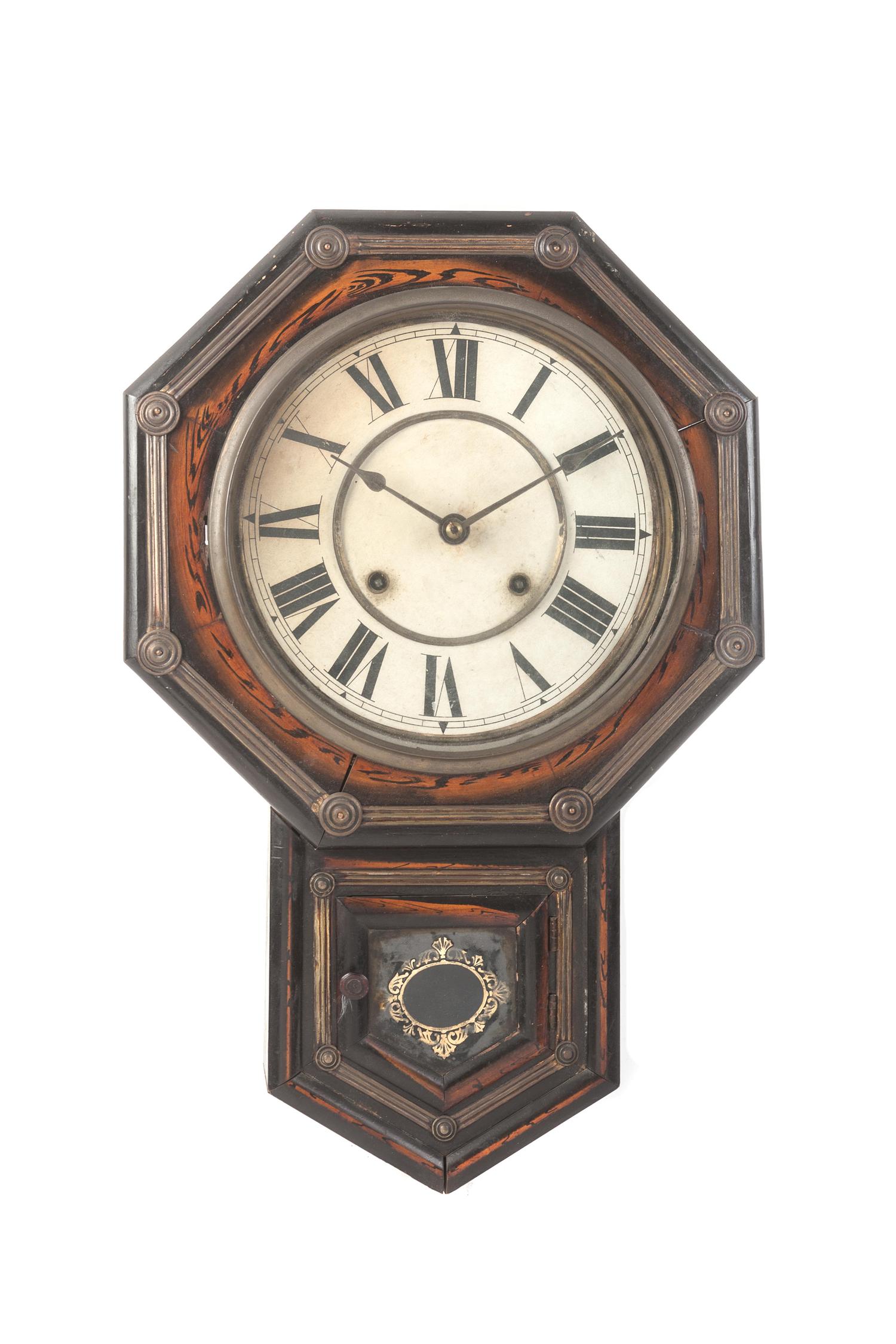 An American Mahogany Mirror and Wall Clock
