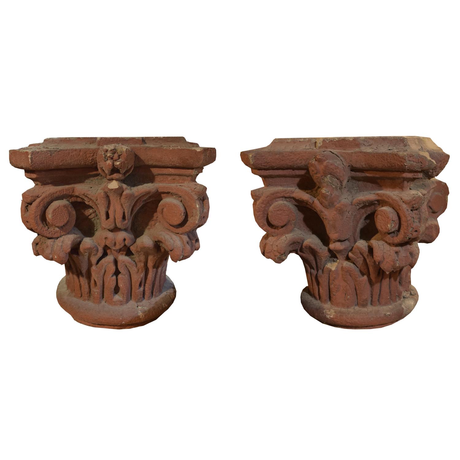 A Pair of Carved Limestone Capitals from the McCarthy Building, Chicago, IL. 19" W x 19" W x 19" H — United States, Circa 1872