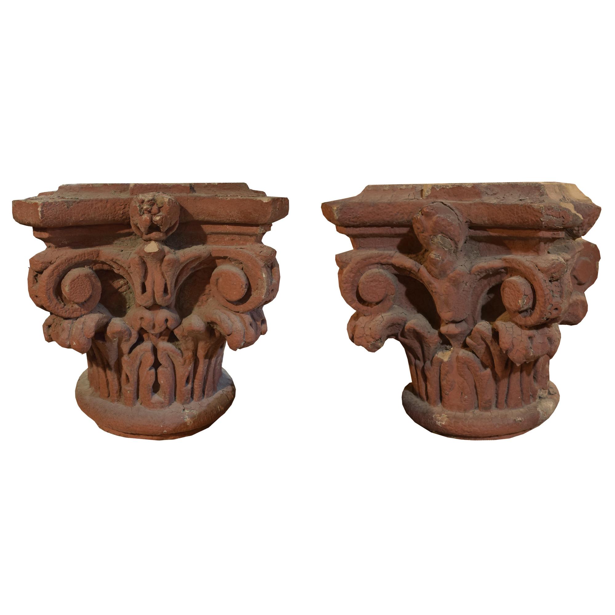 A Pair of Carved Limestone Capitals from the McCarthy Building, Chicago, IL. 19" W x 19" W x 19" H — United States, Circa 1872