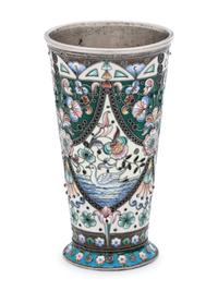 A Russian Silver and Shaded Enamel Beaker