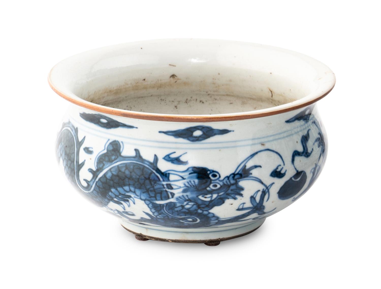 Three Chinese Blue and White Porcelain Planters