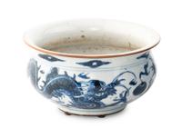 Three Chinese Blue and White Porcelain Planters