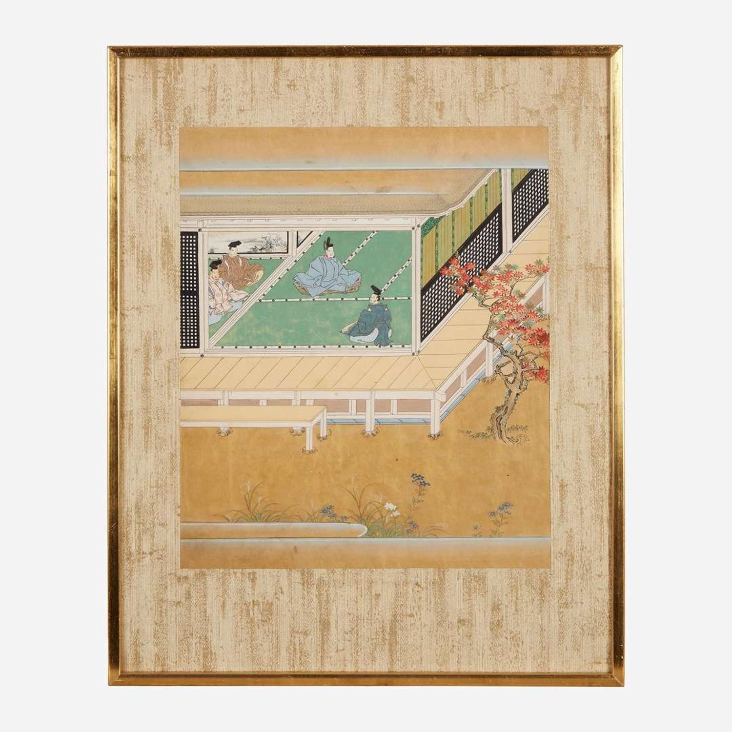 A group of seven Japanese Tosa school figural scenes 日本版画一组七件
