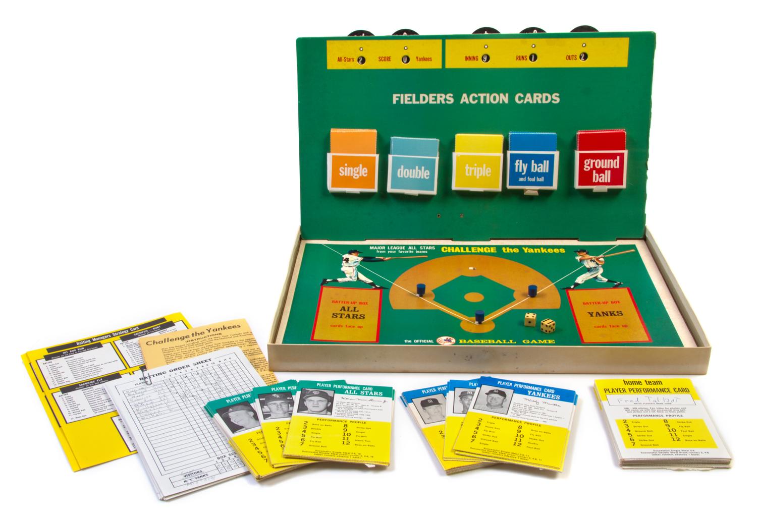 (BASEBALL) CHALLENGE THE YANKEES BOARD GAME. 1964 board game by Hasbro with complete contents.