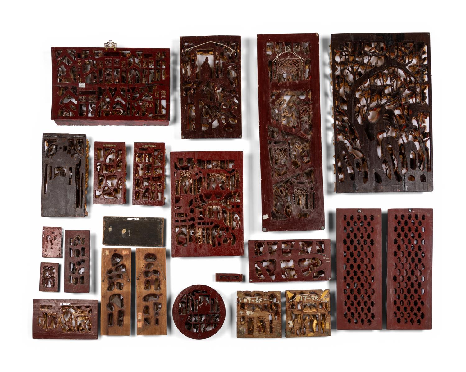 22 Chinese Carved Gilt Wood Wall Panels