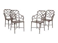 A Set of Eight Cast and Brown-Painted Aluminum Armchairs