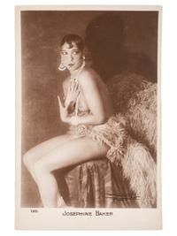 [ENTERTAINMENT]. BAKER, Josephine (1906-1975). Lithographed postcard. Paris: Cliche Walery, ca 1930.