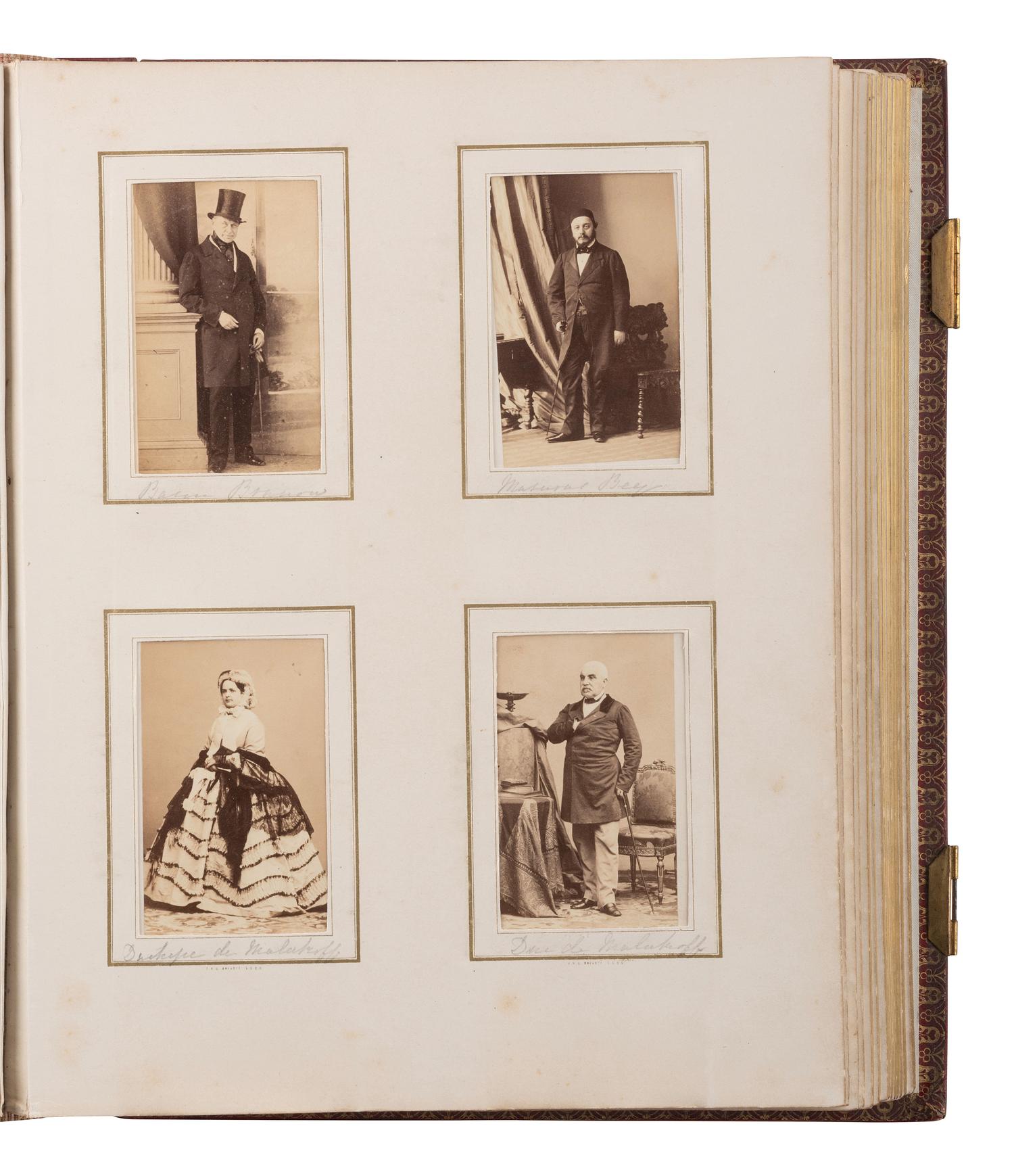 [EARLY PHOTO.] Album containing 100+ CDVs of European personalities, incl. royalty, ca 1860s-1870s.