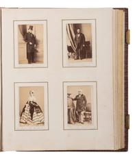 [EARLY PHOTO.] Album containing 100+ CDVs of European personalities, incl. royalty, ca 1860s-1870s.