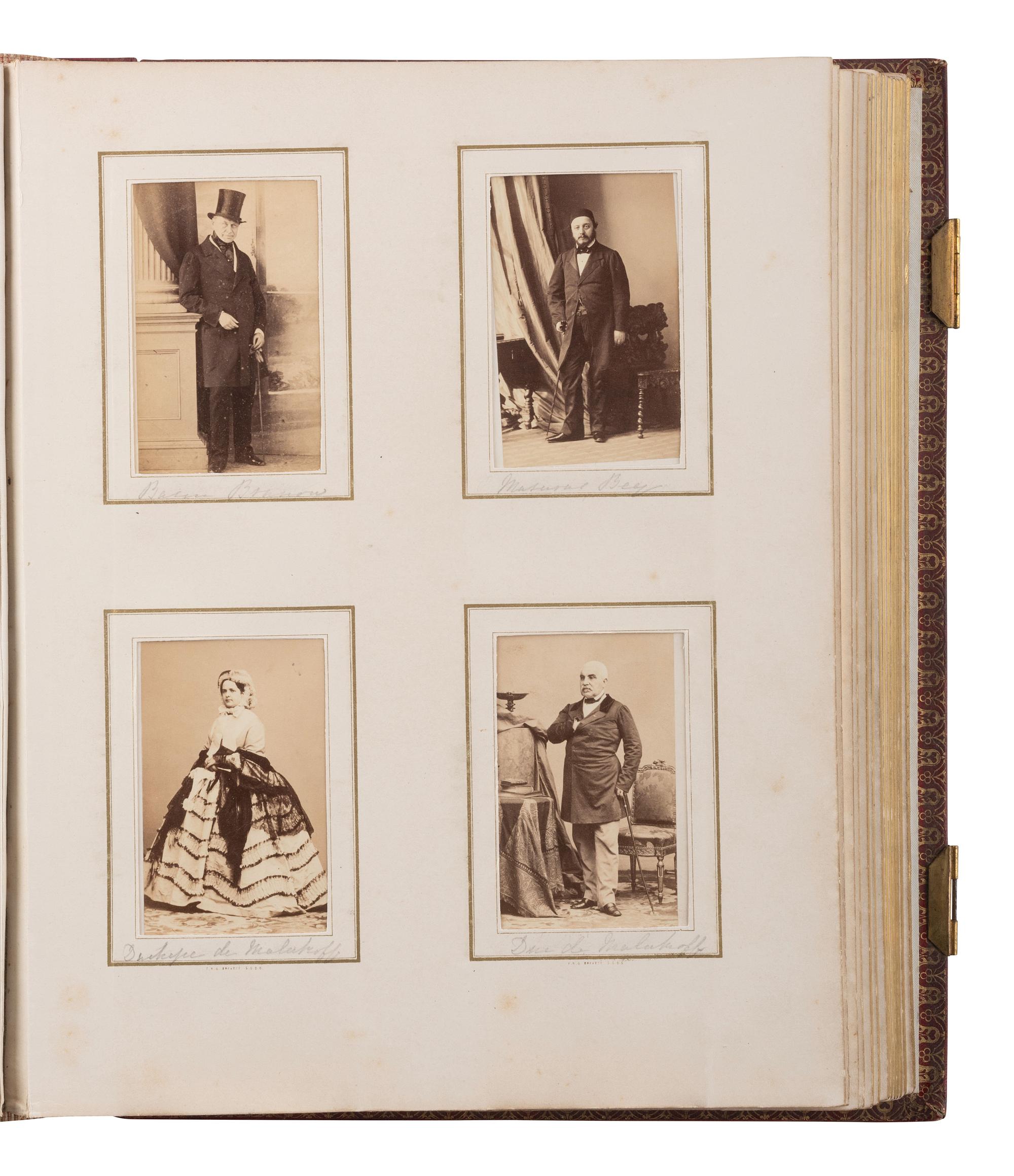 [EARLY PHOTO.] Album containing 100+ CDVs of European personalities, incl. royalty, ca 1860s-1870s.