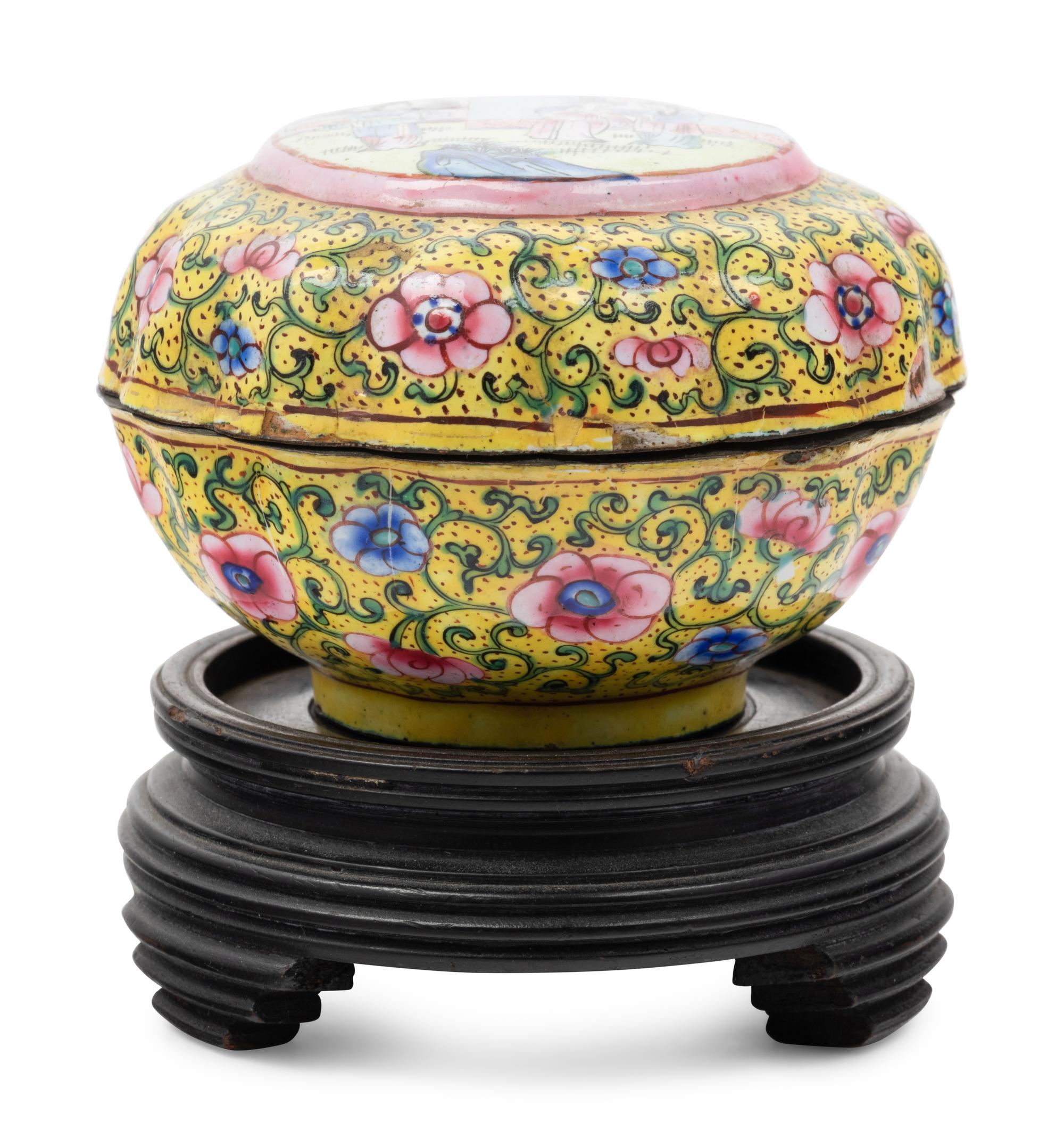 13 Chinese Enamel on Metal and Porcelain Boxes