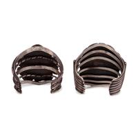 Pair of Navajo Silver and Turquoise Cluster Cuff Bracelets