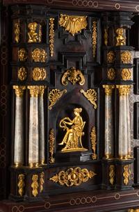 An Italian Gilt Bronze Mounted and Pietra Dura Inset Walnut Collector's Cabinet on Stand
