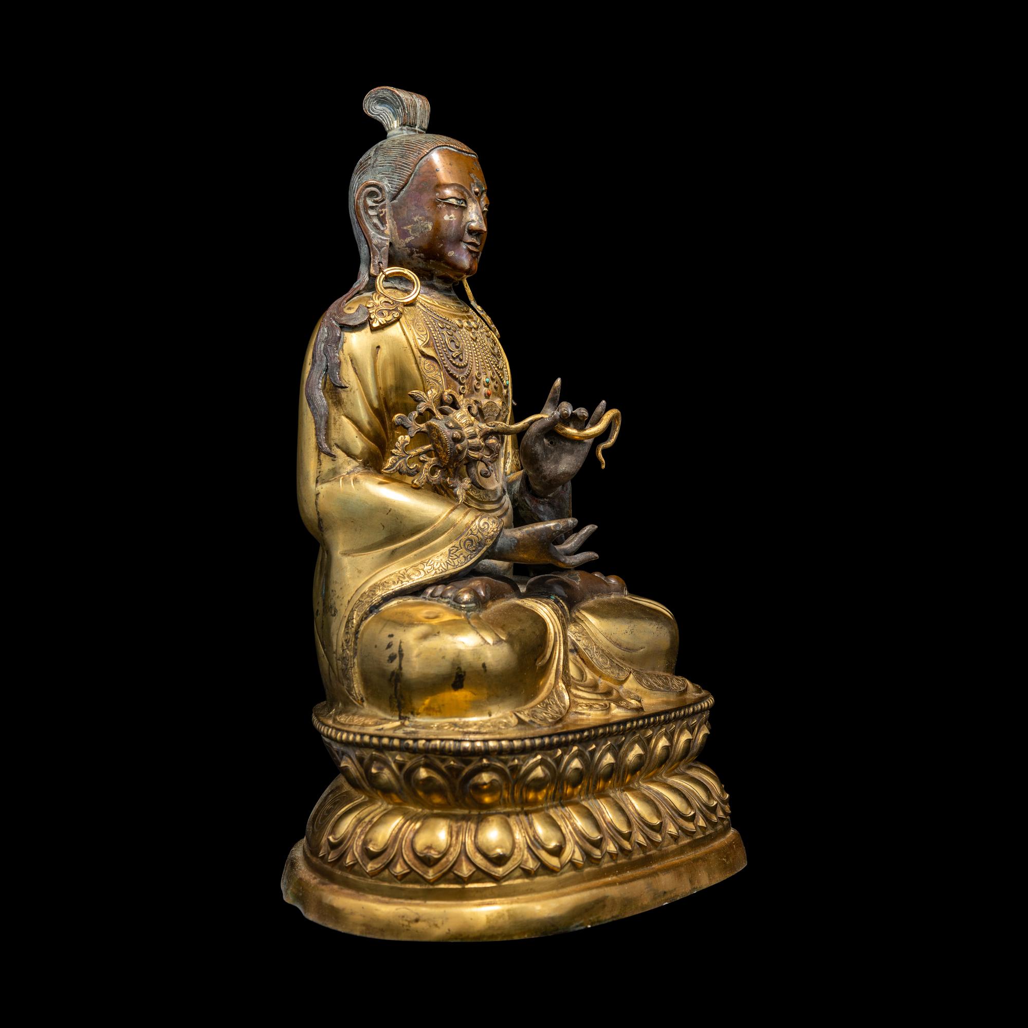A Large Mongolian Parcel Gilt and Repoussé Figure of a Bodhisattva, Qing Dynasty 清 蒙古銅鎏金大佛