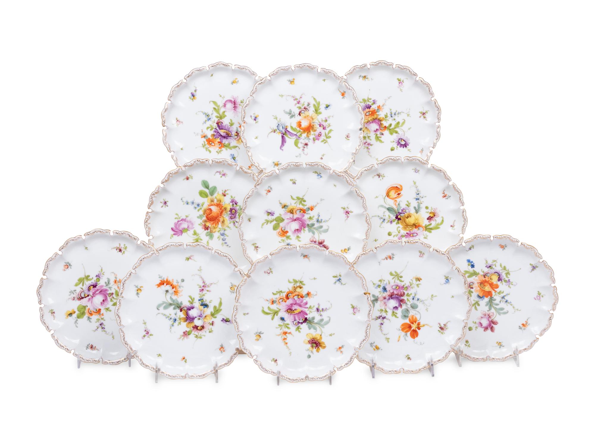 A Set of Twelve Dresden Porcelain Plates