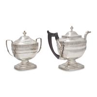 A Rare Federal Silver Teapot and Covered Sugar Dish