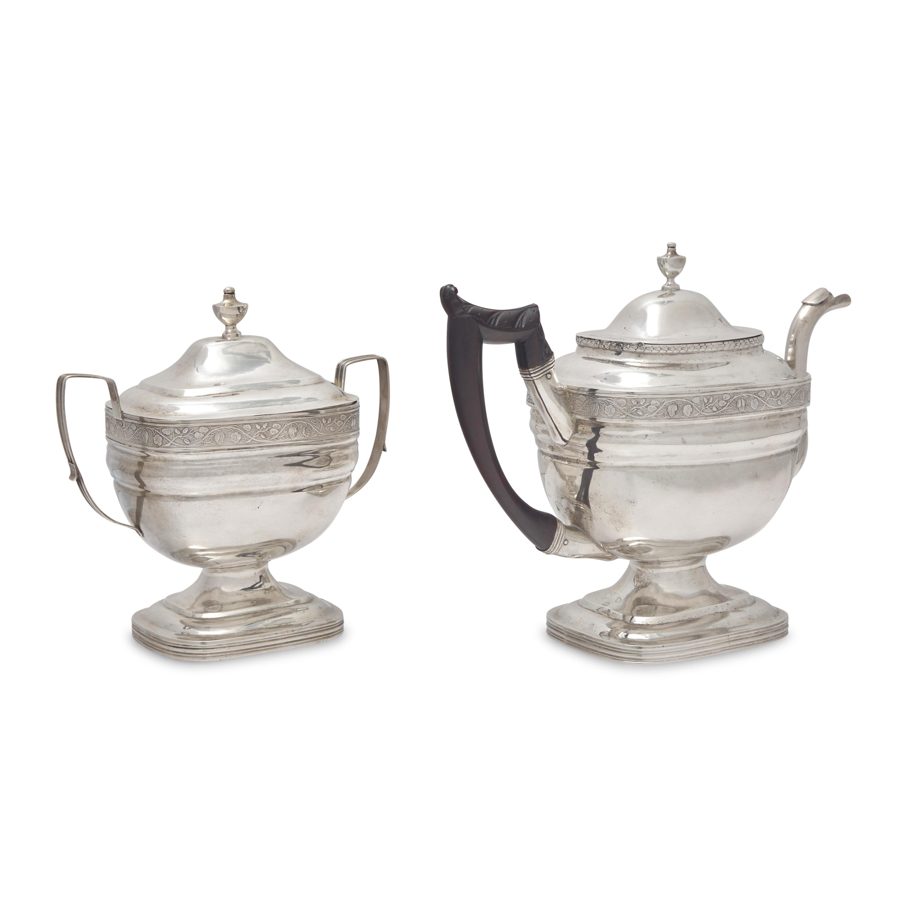 A Rare Federal Silver Teapot and Covered Sugar Dish