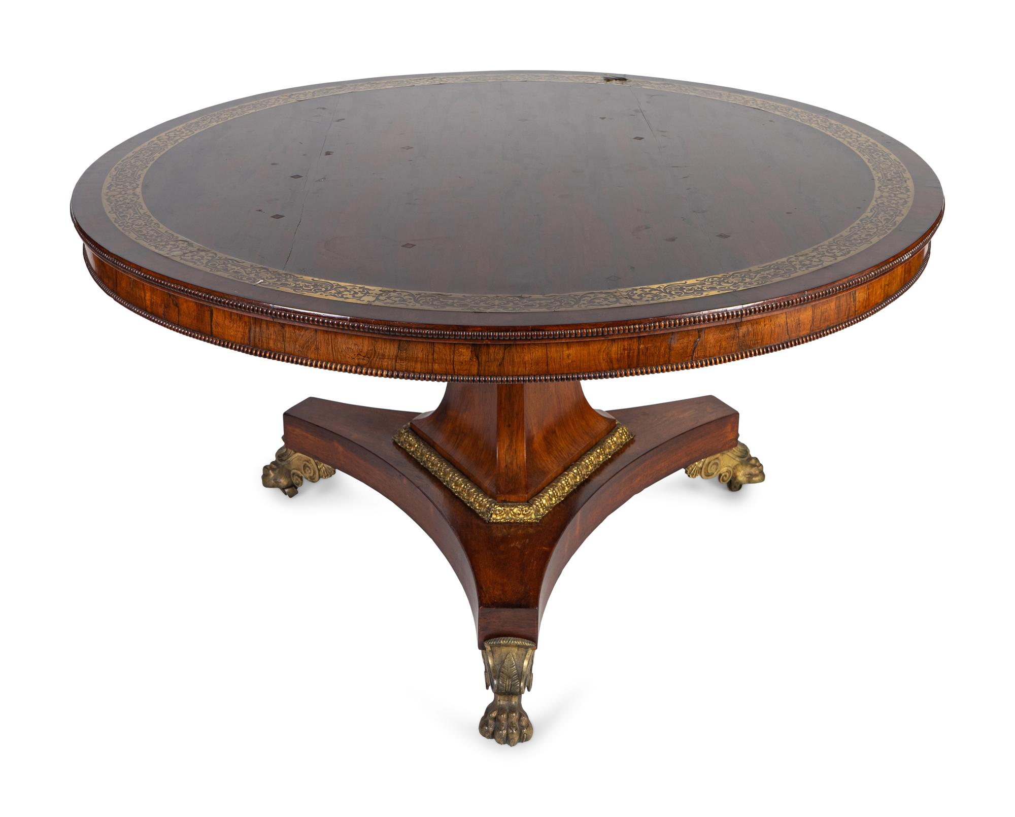 A Regency Bronze-Mounted and Brass-Inlaid Rosewood Center Table — FIRST QUARTER 19TH CENTURY