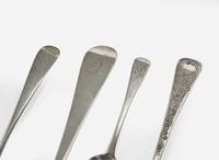 An assorted group of nine George III and Victorian sterling silver tablewares, various makers, various dates ranging 1748-1854