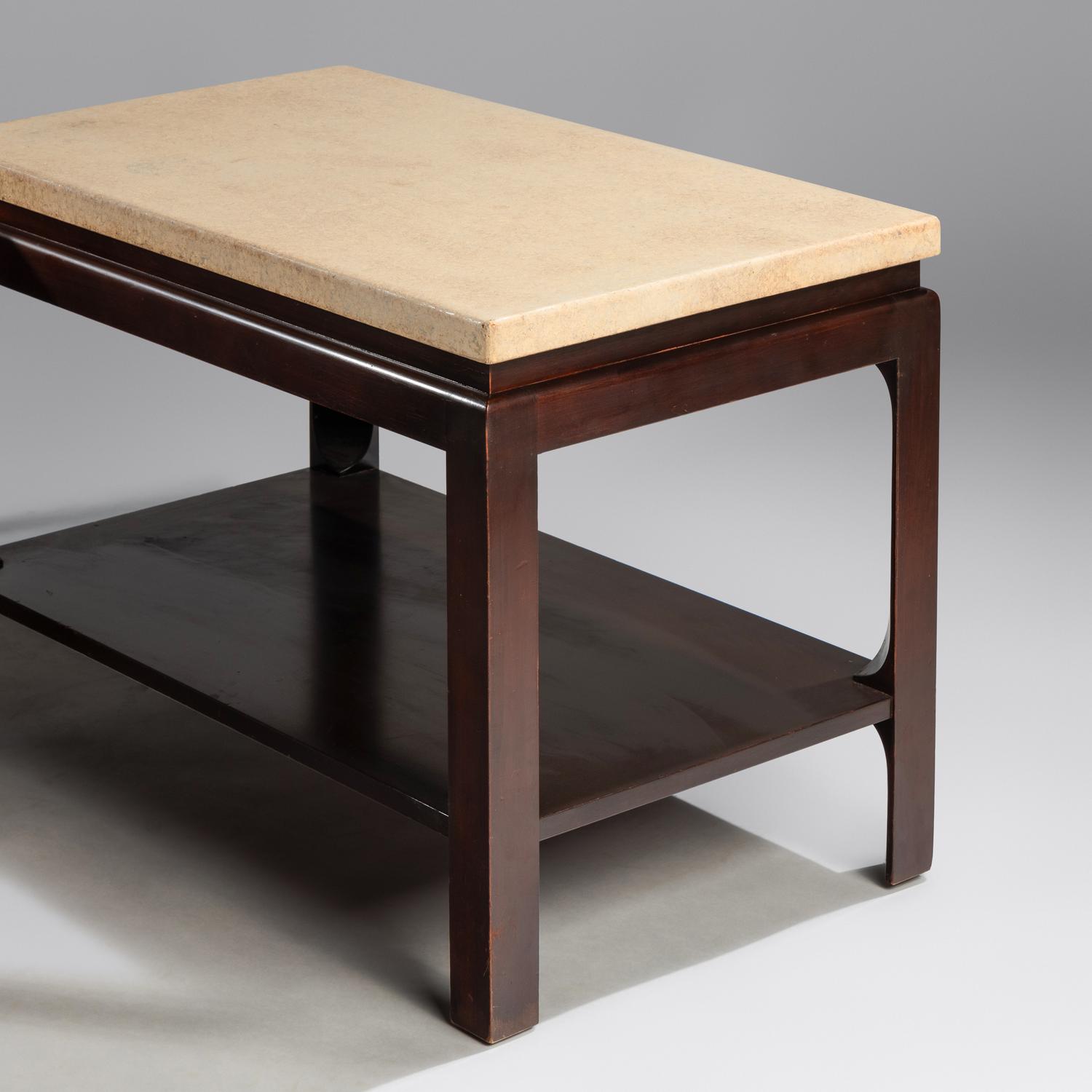 Pair of Cork-top end tables for Johnson Furniture Co.