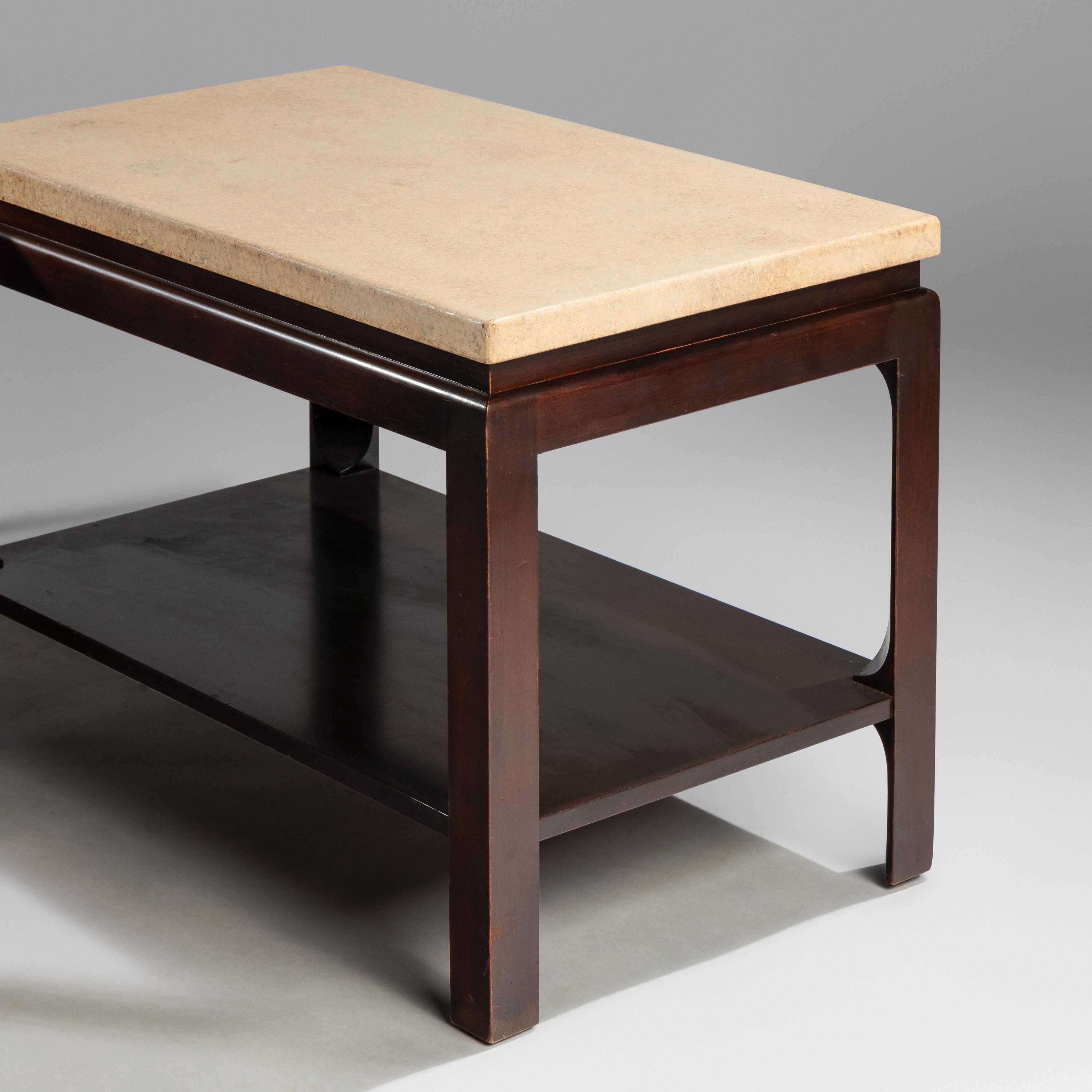 Pair of Cork-top end tables for Johnson Furniture Co.