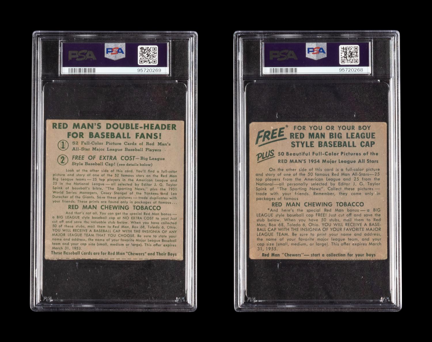 A Group of 1952 and 1954 Red Man Tobacco Willie Mays Baseball Cards (PSA 2 GOOD)