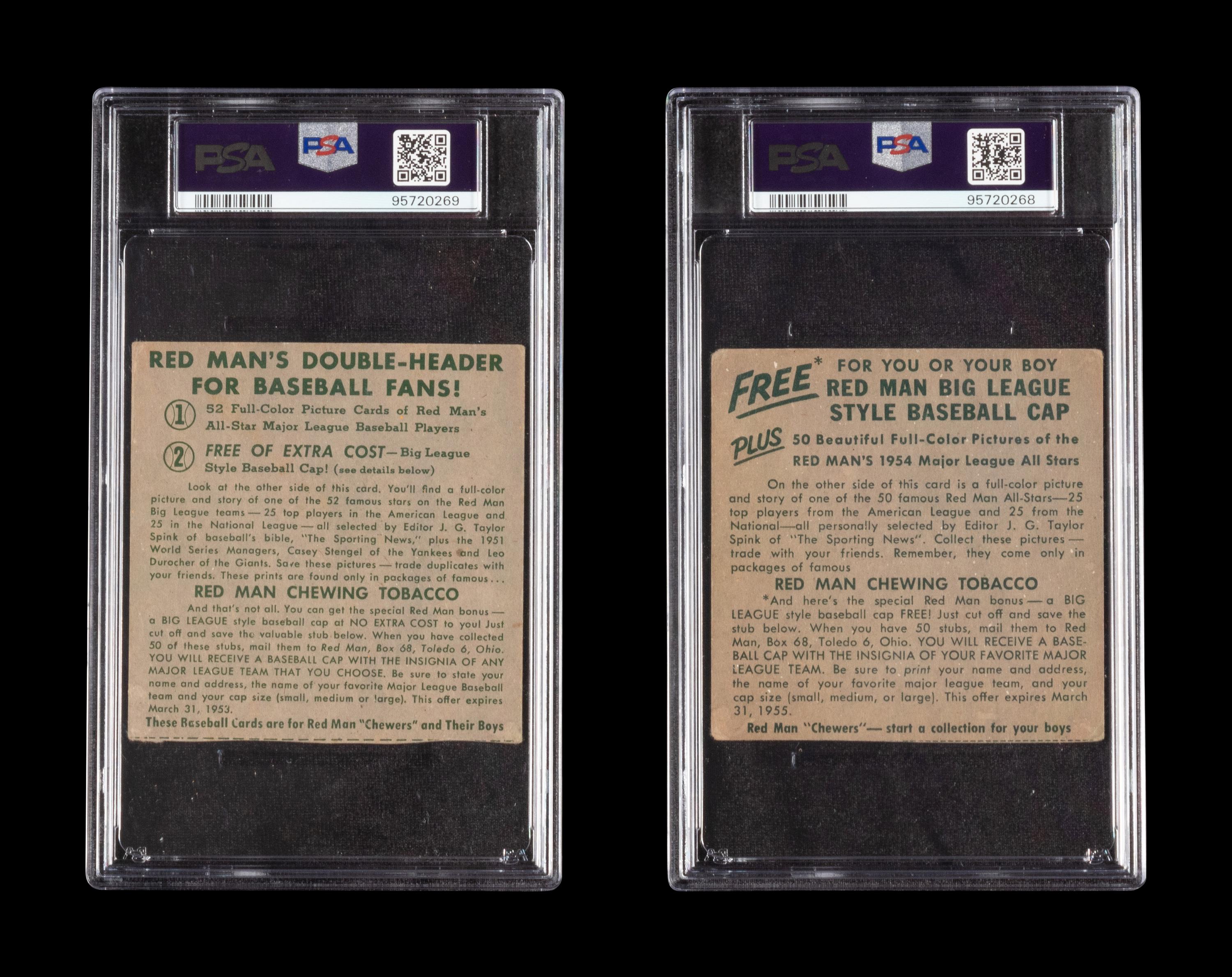 A Group of 1952 and 1954 Red Man Tobacco Willie Mays Baseball Cards (PSA 2 GOOD)