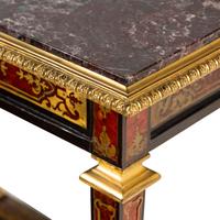 A Louis XIV Style Boulle Marquetry and Gilt Bronze Mounted Marble-Top Side Table