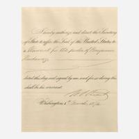 [Presidential] Grant, Ulysses S. Partially-Printed Document, signed