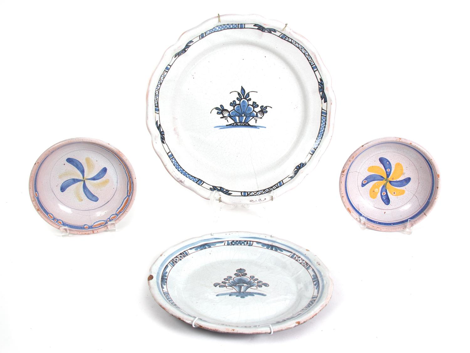 Five Glazed Pottery Articles Diameter of largest 16 inches.