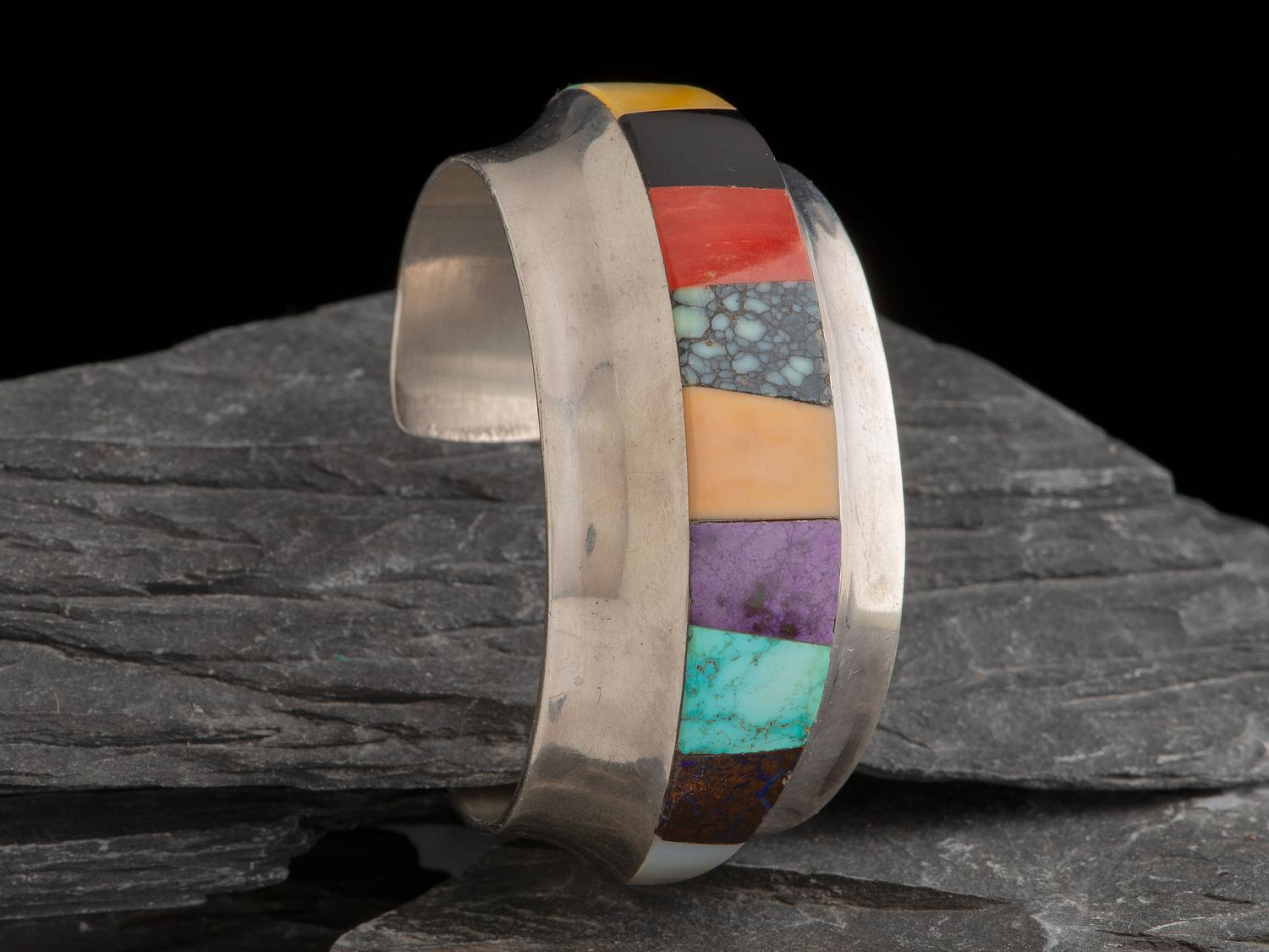 Sterling Silver and Inlay Cuff Bracelet