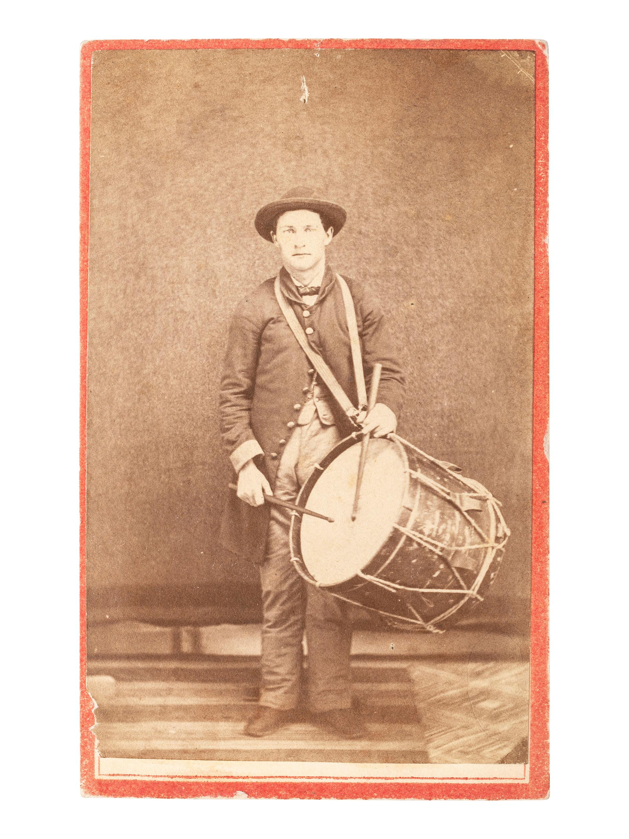 [CIVIL WAR]. CDV of a Union drummer with his instrument.