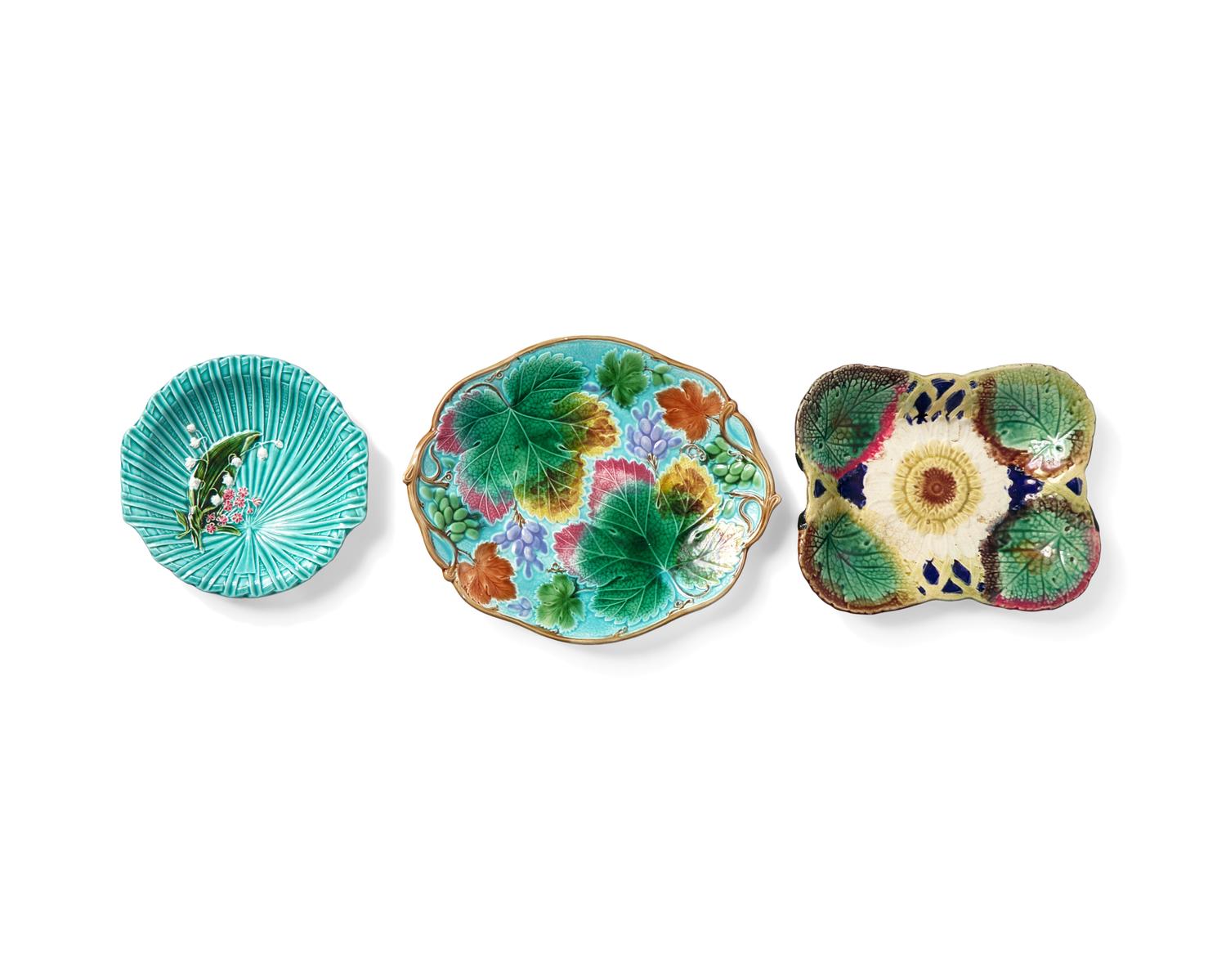 A Collection of Ten Majolica Tablewares