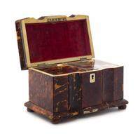A Regency Tortoise Shell Tea Caddy Width 7 1/2 inches. — 19TH CENTURY