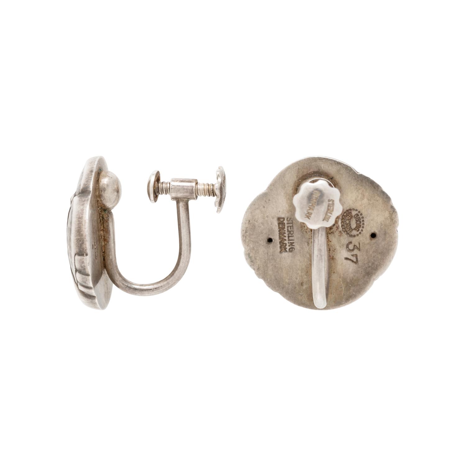 GEORG JENSEN, STERLING SILVER NECKLACE AND CLIP EARRINGS
