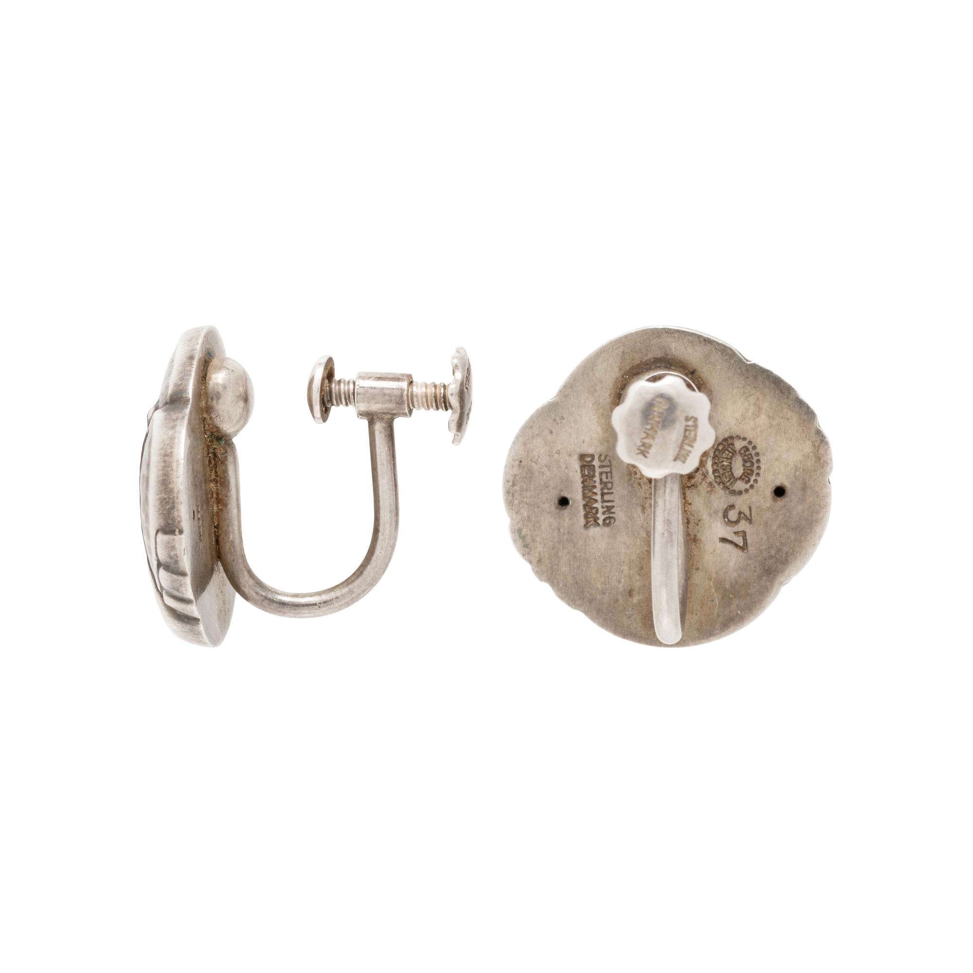 GEORG JENSEN, STERLING SILVER NECKLACE AND CLIP EARRINGS