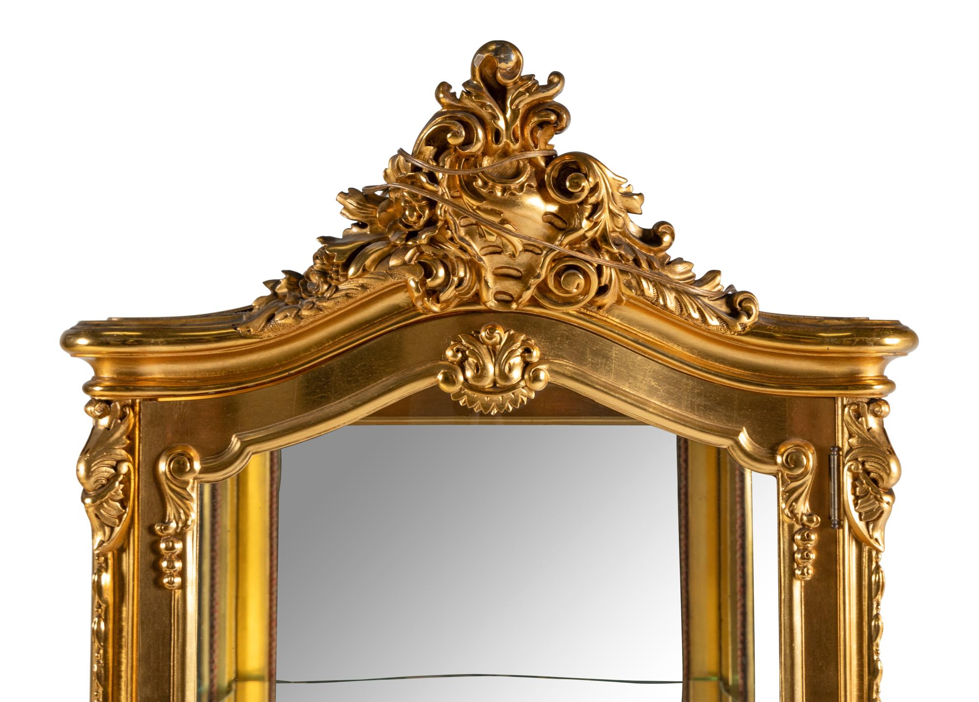 A Louis XV Style Giltwood Vitrine Cabinet